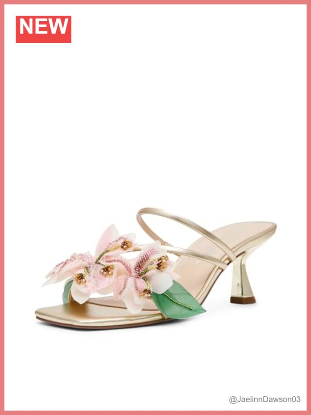 Betsey Johnson Wells Heeled Sandal Women's Kitten Heel Square Toe Floral Slide